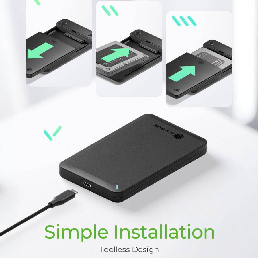 ICY BOX EXTERNAL USB-C 3.2 GEN2 TOOLLESS 2.5' SATA ENCLOSURE BLACK