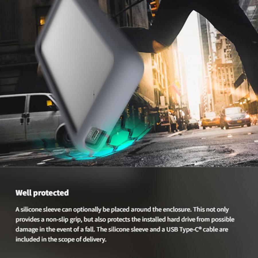 ICY BOX TYPE-C 3.2 EXTERNAL CASE FOR 2.5' SATA III HDD/SSD WITH SILICON SLEEVE GREY