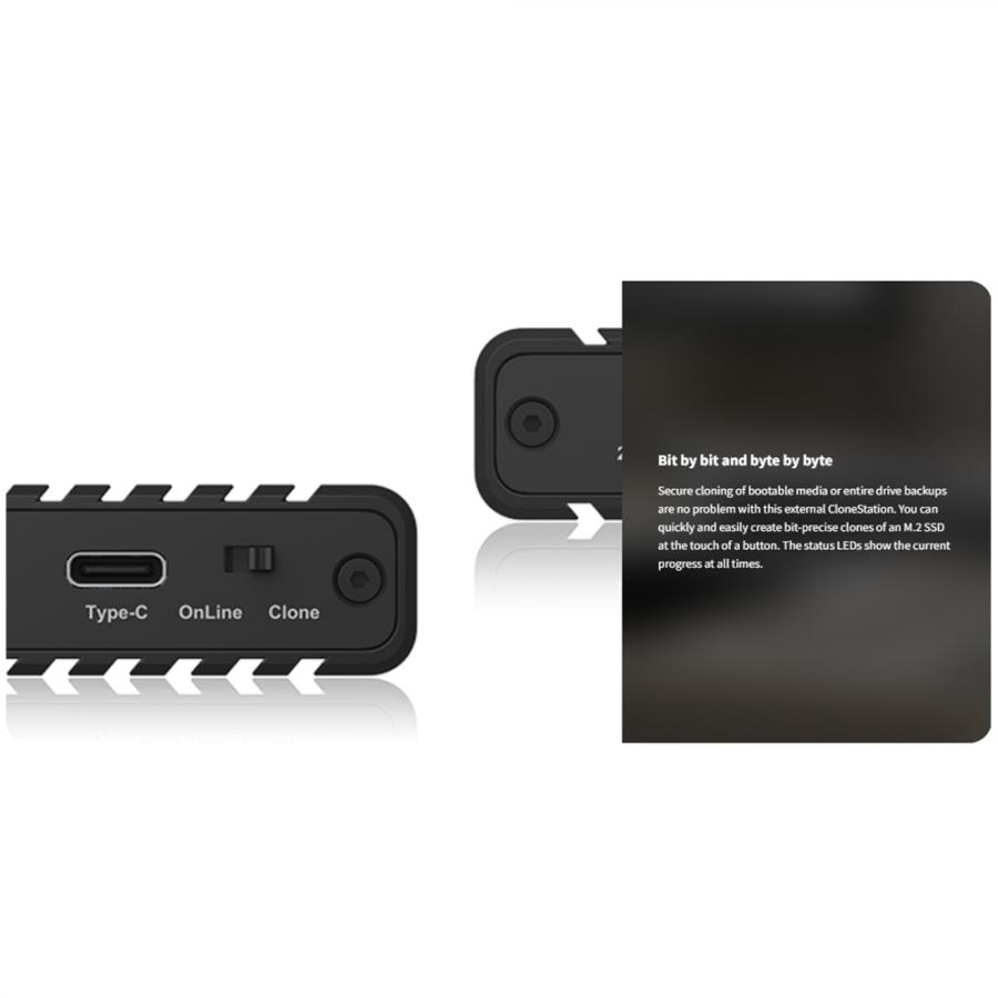 ICY BOX DUAL NVMe SSD ENCLOSURE WITH CLONE FUNCTION AND USB TO TYPE-C CABLE BLACK