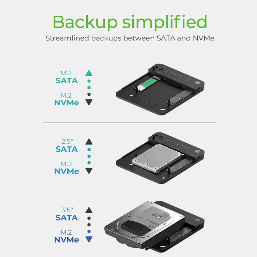 ICY BOX M.2 NVME & SATA 2.5”/3.5” SSD/HDD CLONE & DOCKING STATION