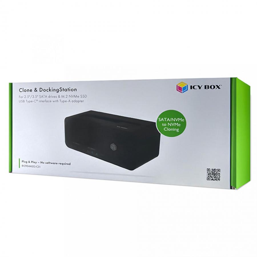 ICY BOX  TYPE-C 3.2 CLONE & DOCKING STATION FOR SATA & M.2 HDD/SSD