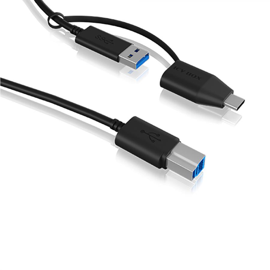 ICY BOX USB 3.2 PLUG-B TO USB & TYPE-C 1M BLACK