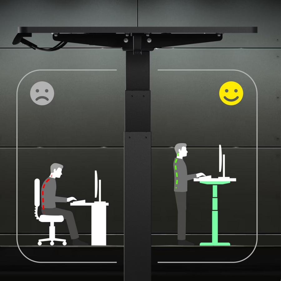 ICY BOX ERGONOMIC WORKSTATION, MOTORISED DESK INCL. SPILLED DESKTOP 140x170CM AND DIGITAL MEMORY TOUCH PANEL