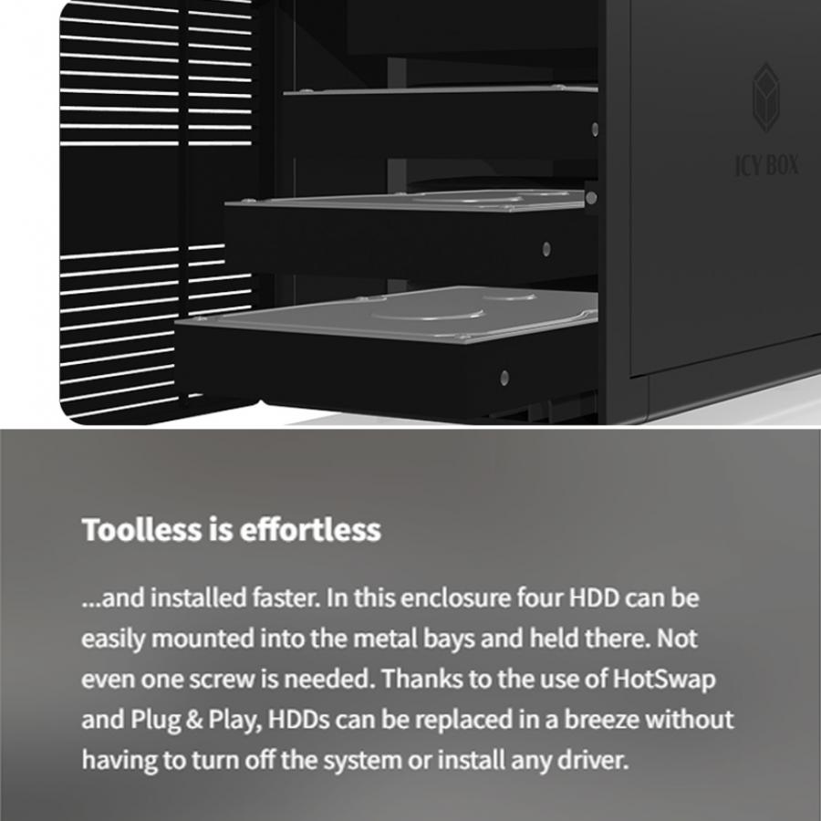 ICY BOX RAID ENCLOSURE USB 3.2 & eSATA HOST FOR 4xHDD WITH FAN