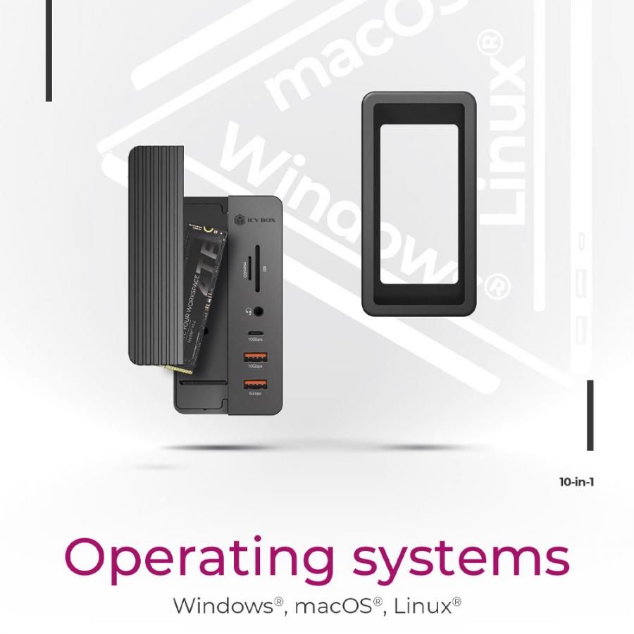 ICY BOX 10-in-1 DOCKING STATION WITH M.2 NVMe SSD BAY BLACK