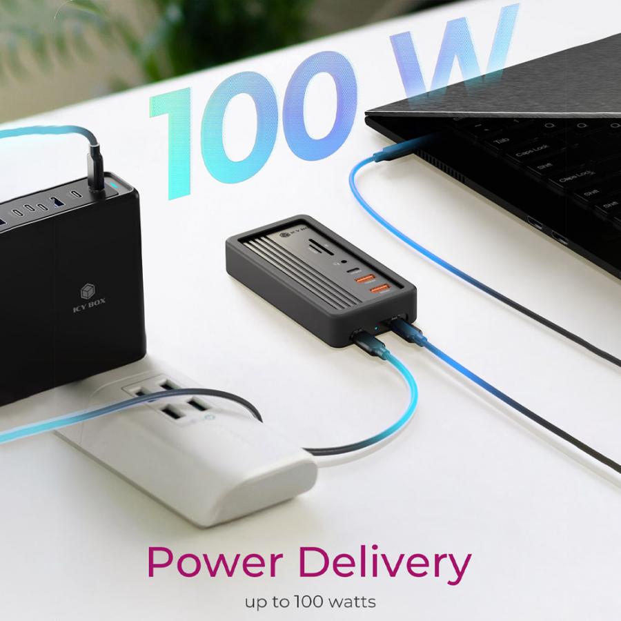 ICY BOX 10-in-1 DOCKING STATION WITH M.2 NVMe SSD BAY BLACK