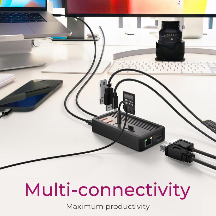 ICY BOX 10-in-1 DOCKING STATION WITH M.2 NVMe SSD BAY BLACK