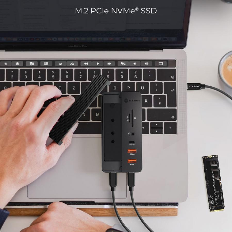 ICY BOX 10-in-1 DOCKING STATION WITH M.2 NVMe SSD BAY BLACK
