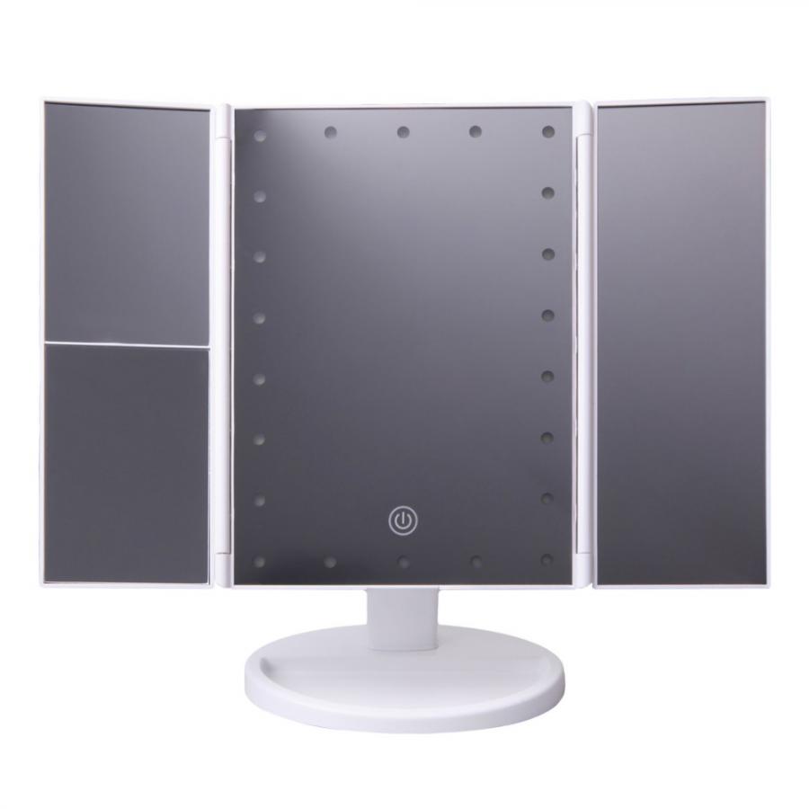 JOCCA FOLDABLE MAKEUP MIRROR WITH LED LIGHT AND 1X/2X/3X MAGNIFICATION WHITE