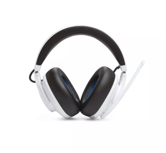 JBL Quantum 910P, Playstation Over-Ear Wireless 2.4Ghz & BT Gaming Headset, Head-Tracking  360, ANC, (White/Blue)  