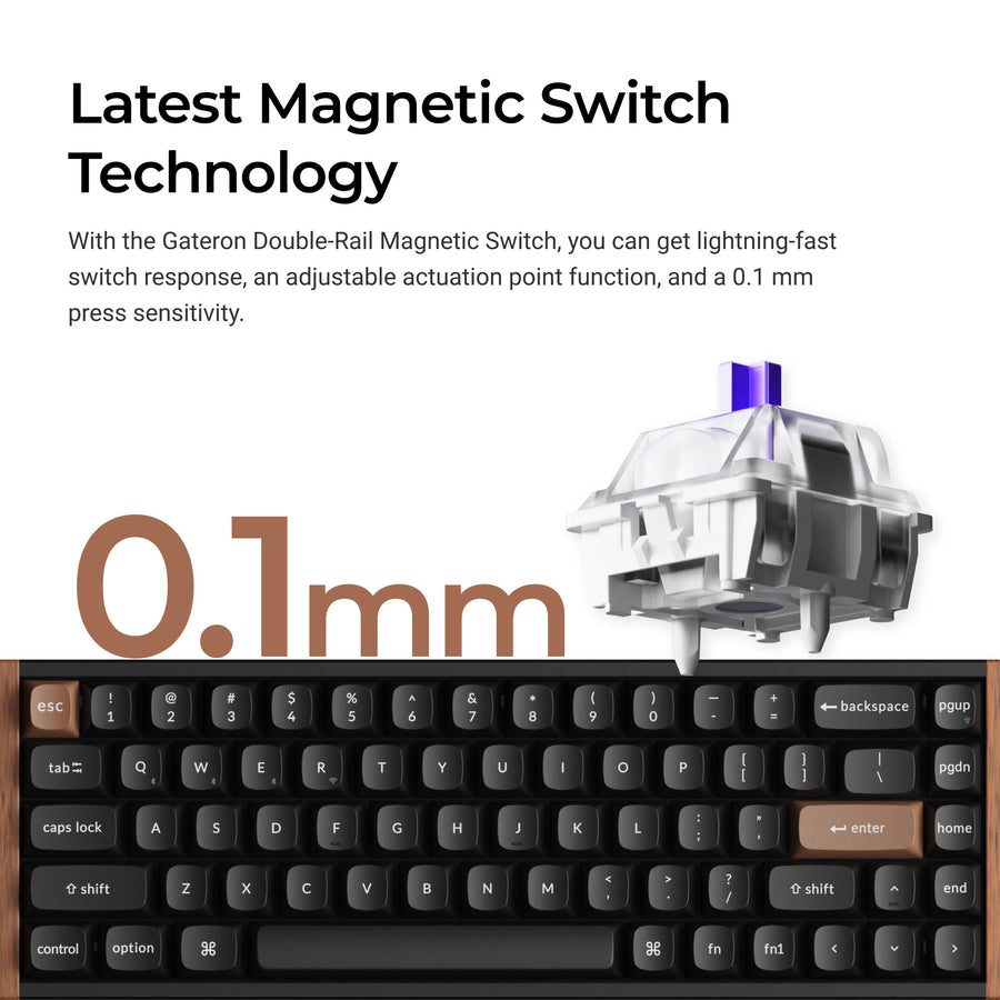 Keychron K6 HE (K6H-F1) Special Wood Edition Wireless Magnetic Hall Effect RGB Keyboard 65% US
