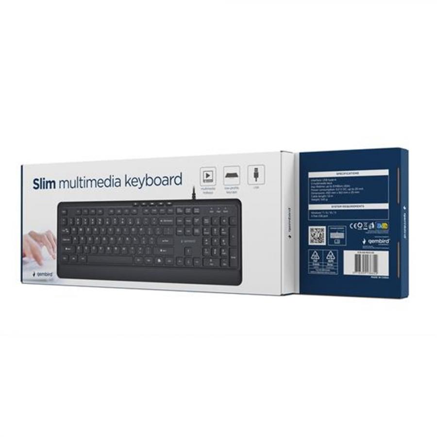 GEMBIRD SLIM WIRED MULTIMEDIA KEYBOARD US LAYOUT BLACK
