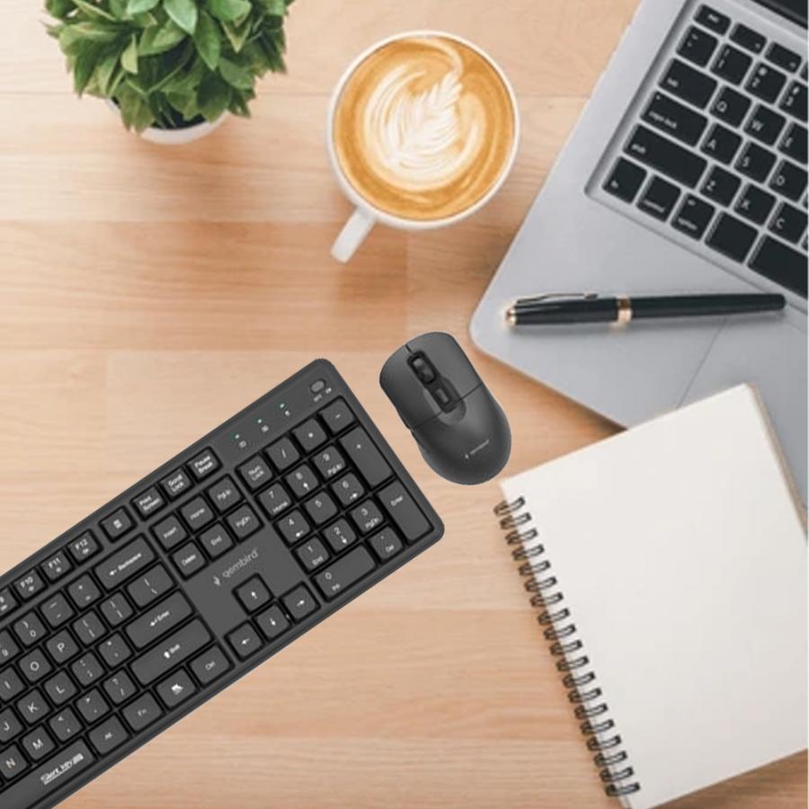 GEMBIRD SILENT KEY PRO BUSINESS WIRELESS DESKTOP SET US LAYOUT BLACK