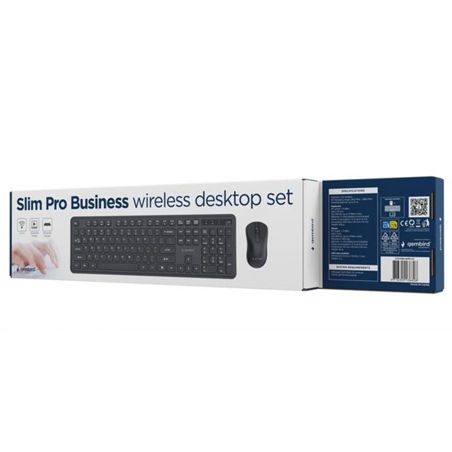 GEMBIRD SLIM PRO BUSINESS WIRELESS DESKTOP SET US LAYOUT BLACK