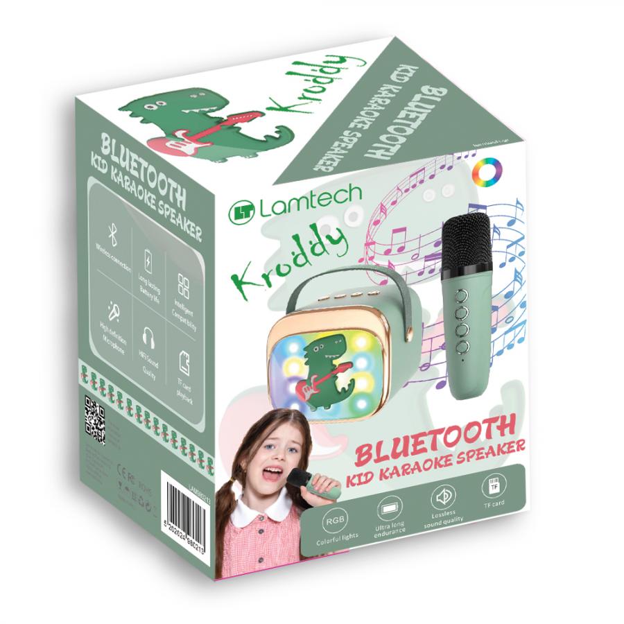 LAMTECH BT5.4 RGB KID KARAOKE SPEAKER GREEN WITH MIC KRODDY