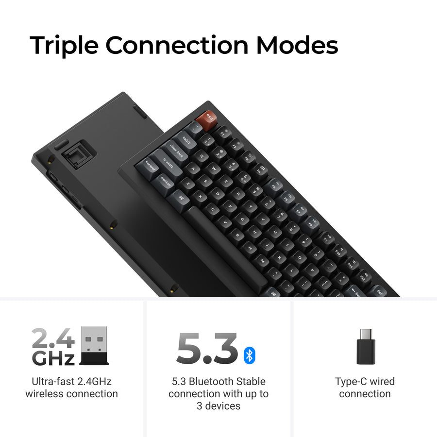 Keychron V5 Ultra (V5U-D3) QMK/VIA Wireless Custom Mechanical Keyboard Brown Switch RGB 96% US