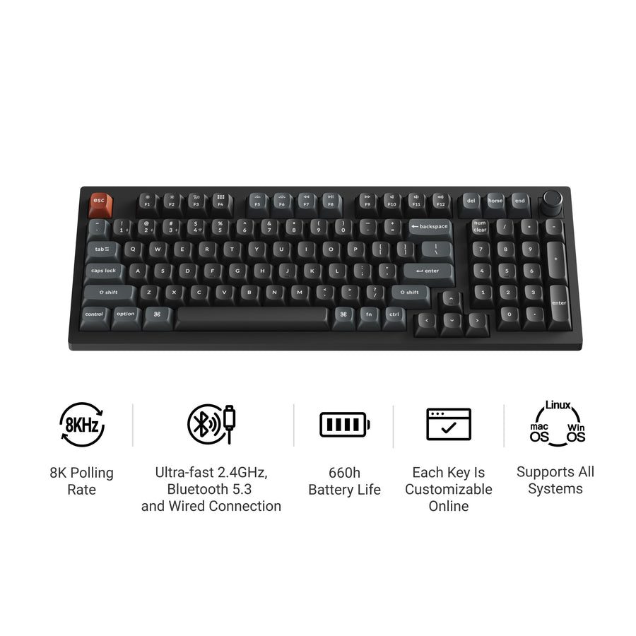 Keychron V5 Ultra (V5U-D3) QMK/VIA Wireless Custom Mechanical Keyboard Brown Switch RGB 96% US