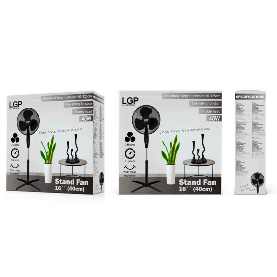 LGP STAND FAN 16' 40CM 45W BLACK