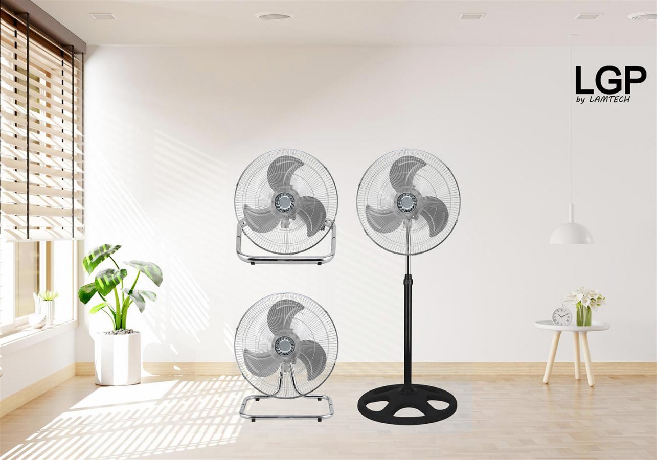 LGP 3-IN-1 ROUND BASE FAN 18' 45CM 45W BLACK