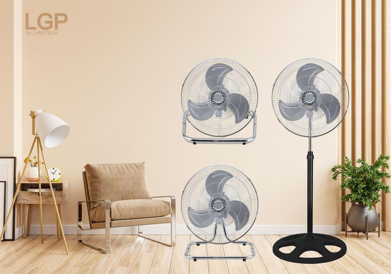 LGP 3-IN-1 ROUND BASE FAN 18' 45CM 45W BLACK