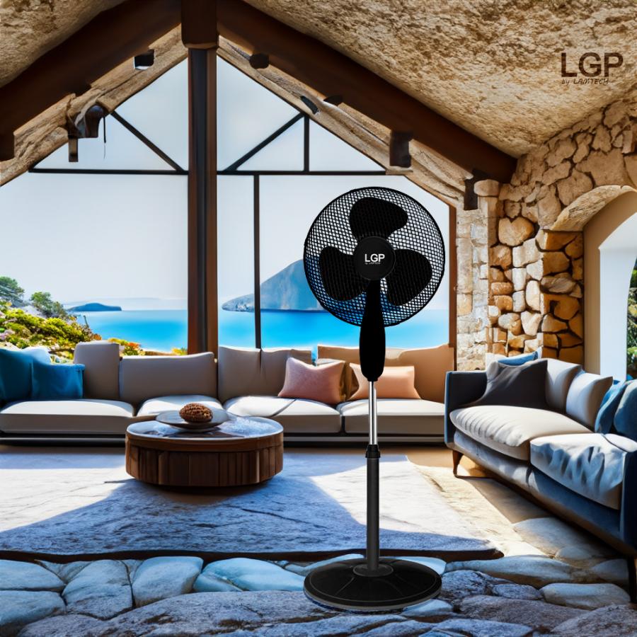 LGP ROUND BASE STAND FAN 16' 40CM 45W WITH TIMER BLACK