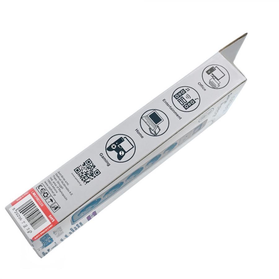 LAMTECH 5WAY SURGE PROTECTOR WITH 1xTYPE-C 1xUSB 5xSCHUKO BLACK/WHITE 1.5M