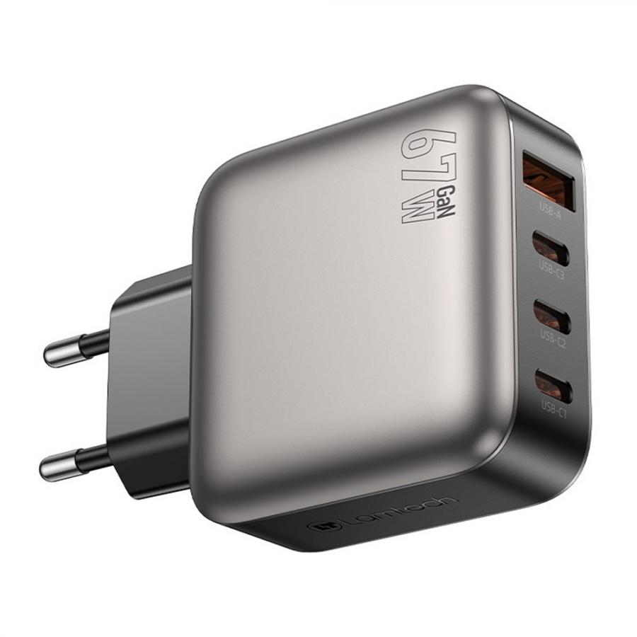 LAMTECH FOUR PORTS GaN CHARGER PD67W GREY