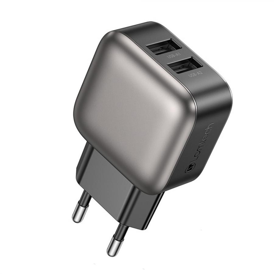 LAMTECH DUAL USB PORTABLE CHARGER 12W GREY