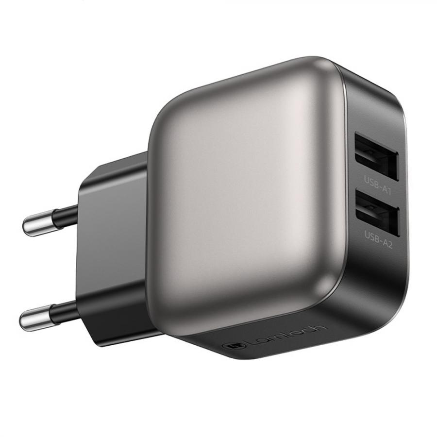 LAMTECH DUAL USB PORTABLE CHARGER 12W GREY