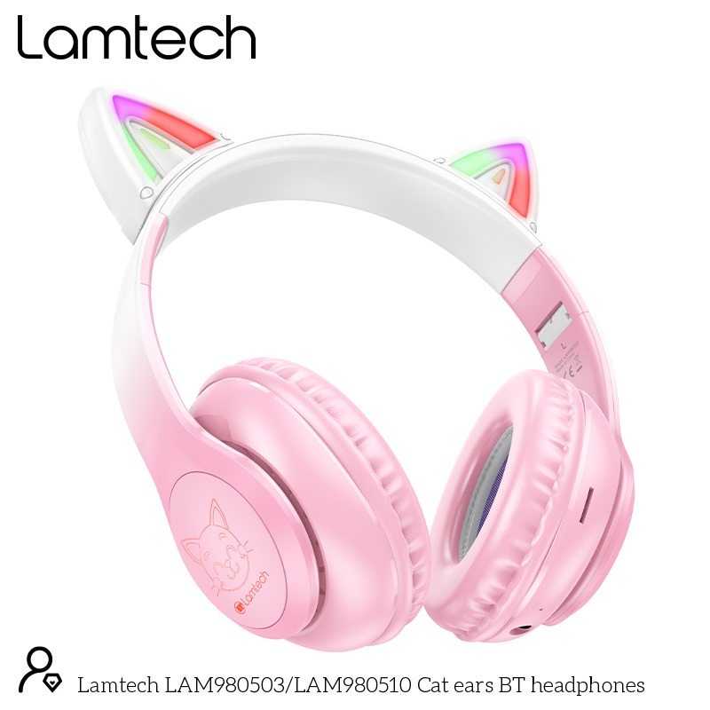 LAMTECH BT5.3 KIDS HEADPHONES CHERRY BLOSSOM KITTY CAT