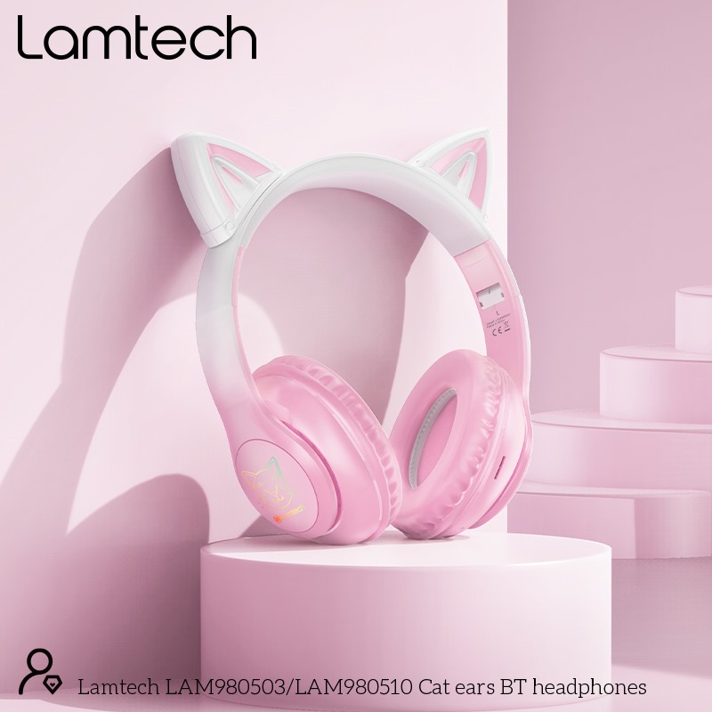 LAMTECH BT5.3 KIDS HEADPHONES CHERRY BLOSSOM KITTY CAT