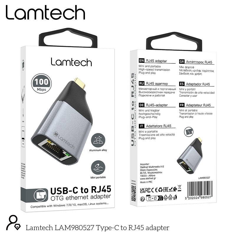 LAMTECH USB-C TO RJ45 OTG EHTERNET ADAPTER
