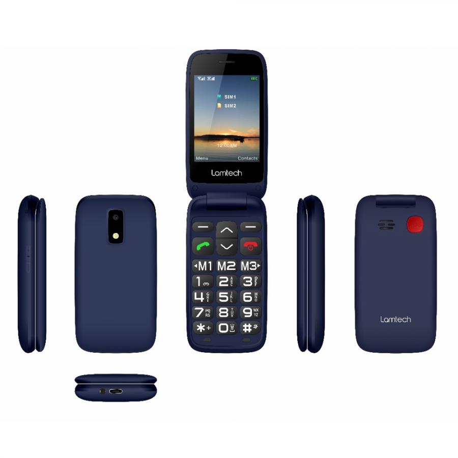 LAMTECH FLIP PHONE 2.8' DISPLAY WITH BT, FM RADIO, SOS, 1400 mAh, GR MENU FLIP-X BLUE