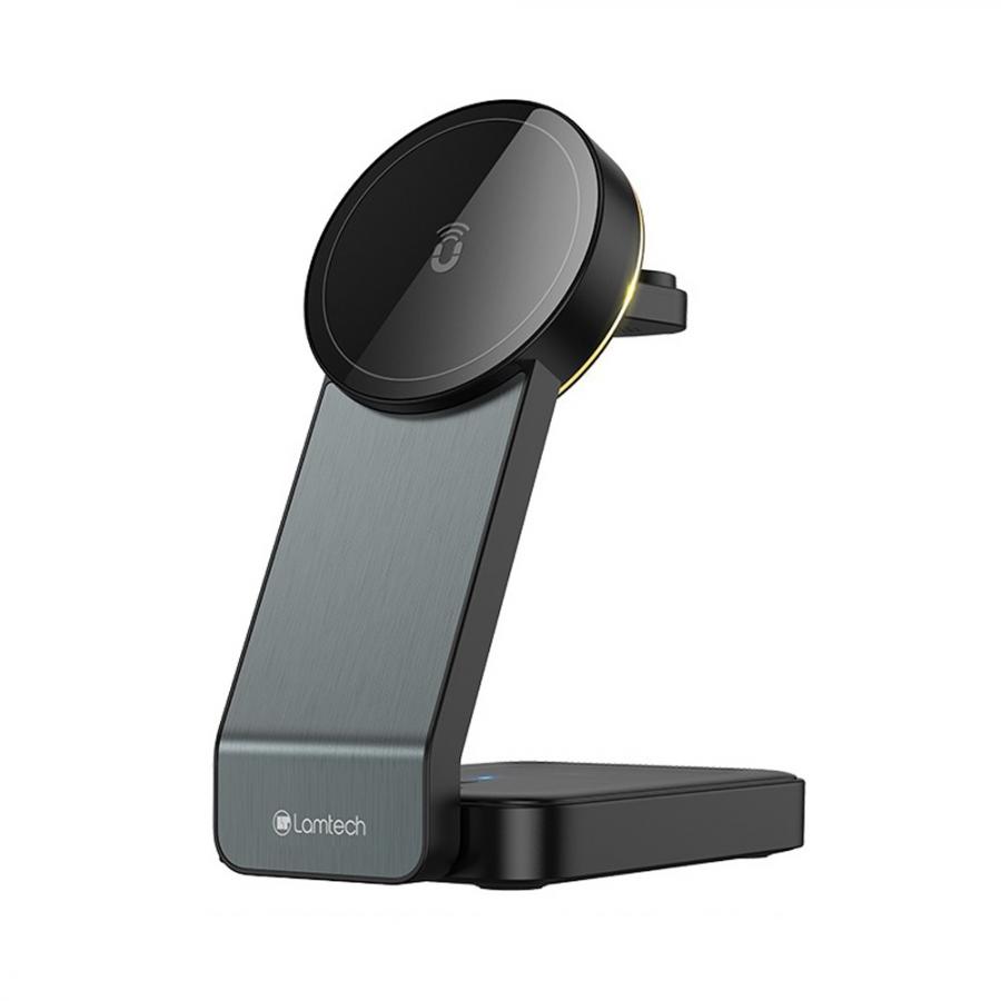 LAMTECH 3-IN-1 MAGNETIC FOLDING WIRELESS FAST CHARGER BLACK