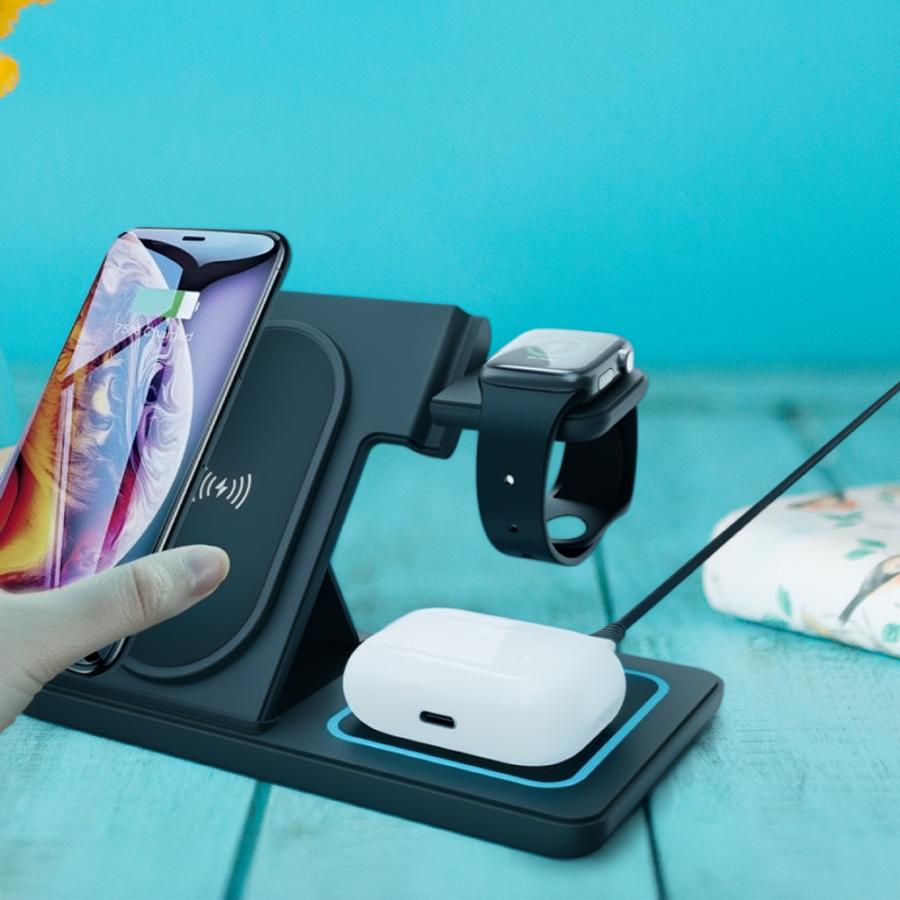 LAMTECH 3-IN-1 FOLDABLE WIRELESS CHARGER STAND 15W COMPATIBLE WITH APPLE DEVICES BLACK