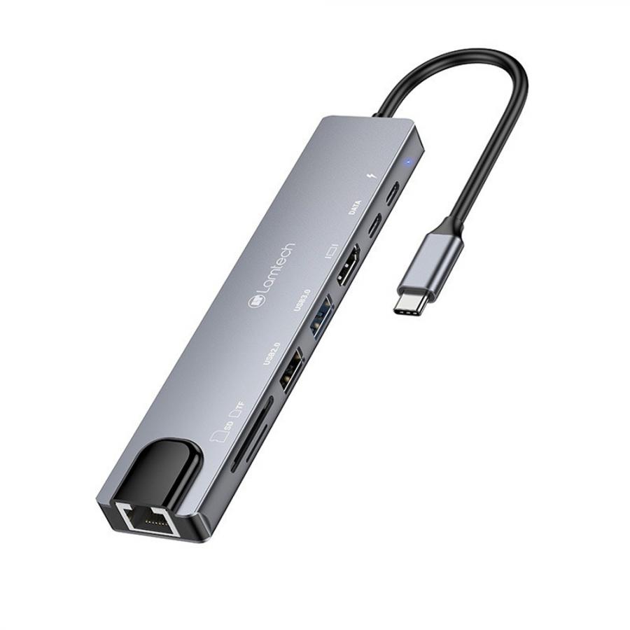 LAMTECH 8-IN-1 4K MULTIFUNCTIONAL DOCKING STATION 100W ANTHRACITE