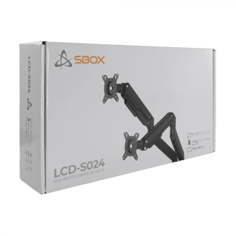 SBOX DUAL MONITOR STAND 17'-32' VESA 100x100 MAX 9KG