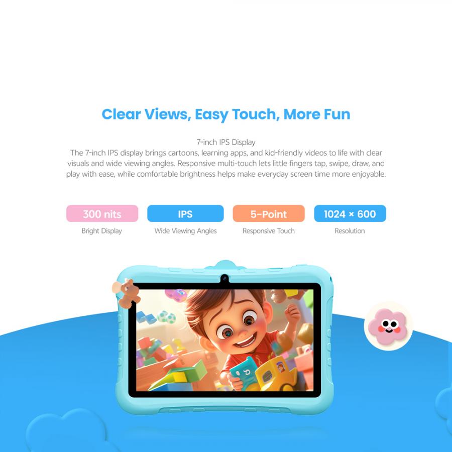 BLACKVIEW QUAD-CORE KID TABLET 7-INCH (2GB+32GB) WIFI ANDROID 11 BUBBLEGUM PINK