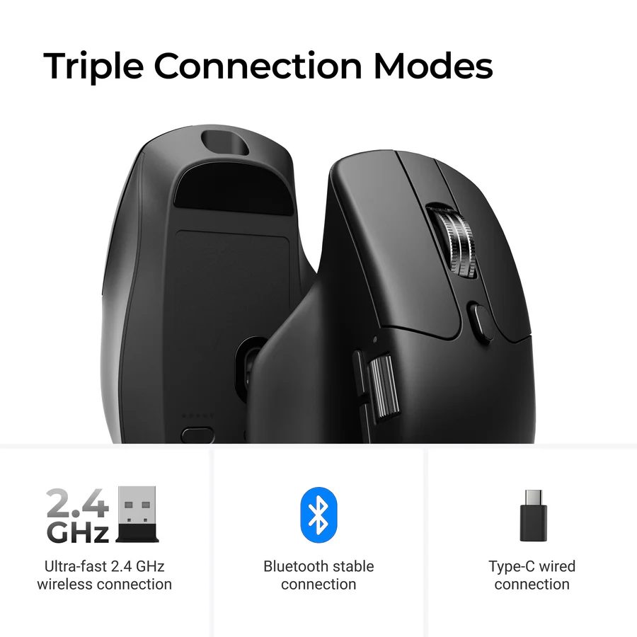 Keychron M6 (M6S-A23) Wireless Ergonomic Optical Mouse 8000hz Polling Rate Black