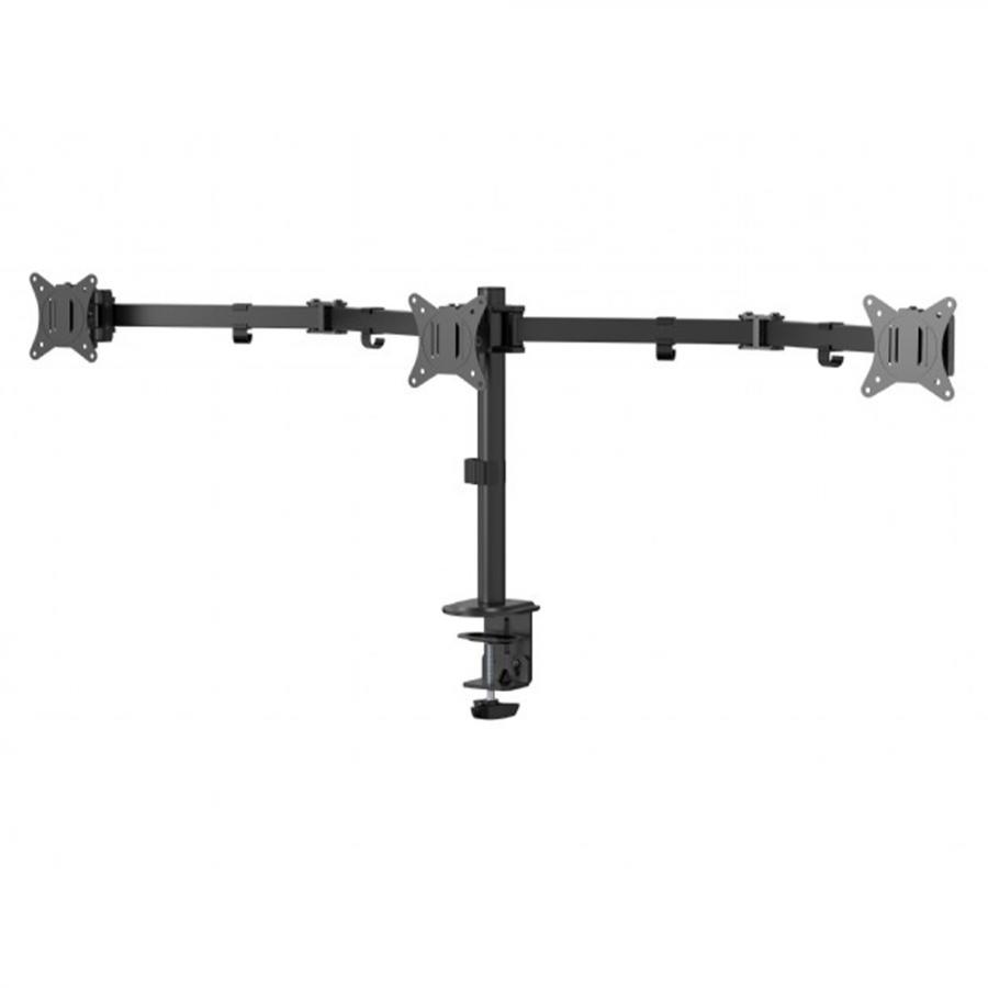 GEMBIRD ADJUSTABLE DESK 3-DISPLAY MOUNTING ARM (RTS) 17”-27” BLACK