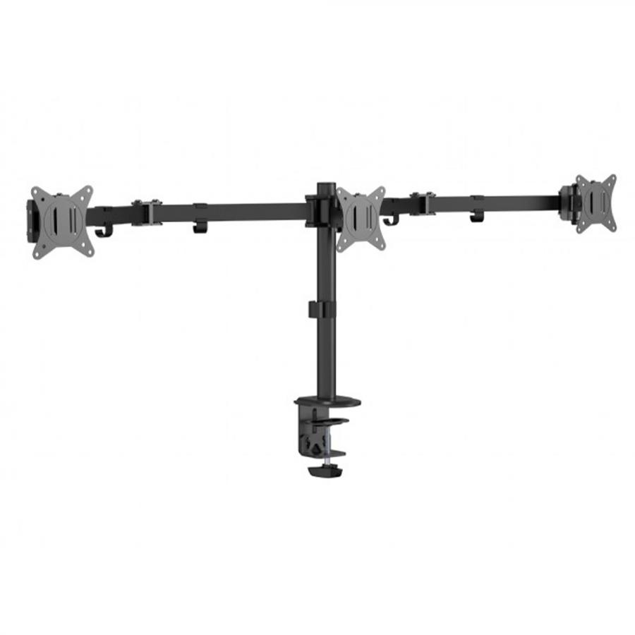 GEMBIRD ADJUSTABLE DESK 3-DISPLAY MOUNTING ARM (RTS) 17”-27” BLACK
