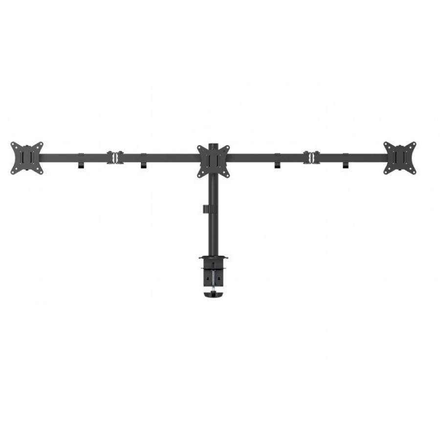 GEMBIRD ADJUSTABLE DESK 3-DISPLAY MOUNTING ARM (RTS) 17”-27” BLACK