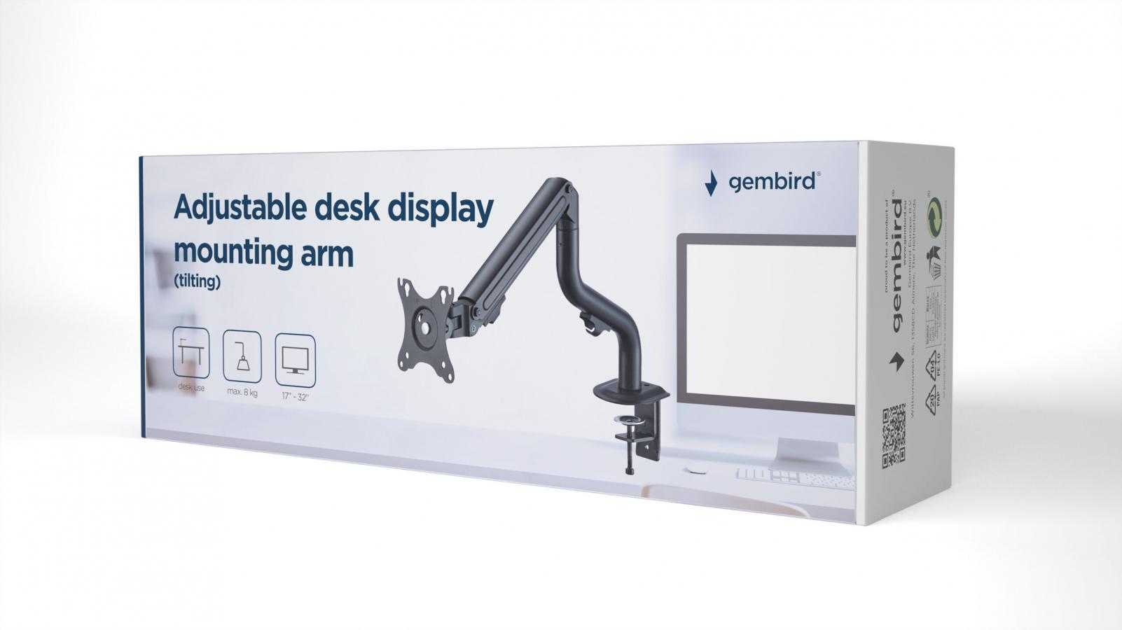 GEMBIRD ADJUSTABLE DESK DISPLAY MOUNTING ARM (TILTING) 17'-32'