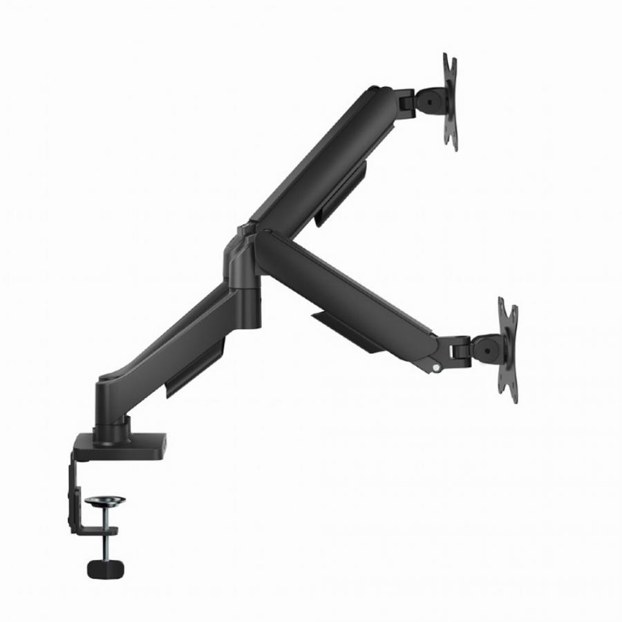 GEMBIRD ADJUSTABLE DESK 2-DISPLAY MOUNTING ARM WITH USB PORTS, 17”-32” BLACK