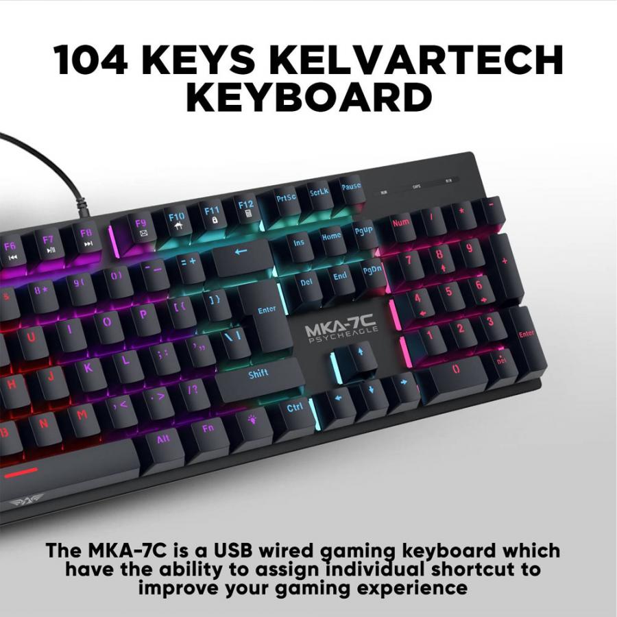 ARMAGGEDDON MECHANICAL HOT-SWAP KEYBOARD 12FX BACKLIGHT RED SWITCH MKA-7C 2024 BLACK LINEAR