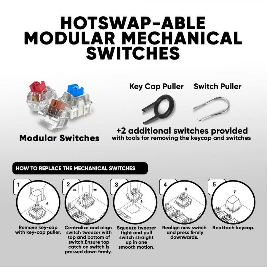 ARMAGGEDDON MECHANICAL HOT-SWAP KEYBOARD 12FX BACKLIGHT RED SWITCH MKA-7C 2024 BLACK LINEAR