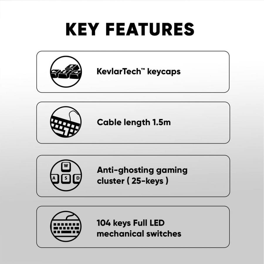 ARMAGGEDDON MECHANICAL HOT-SWAP KEYBOARD 12FX BACKLIGHT RED SWITCH MKA-7C 2024 BLACK LINEAR