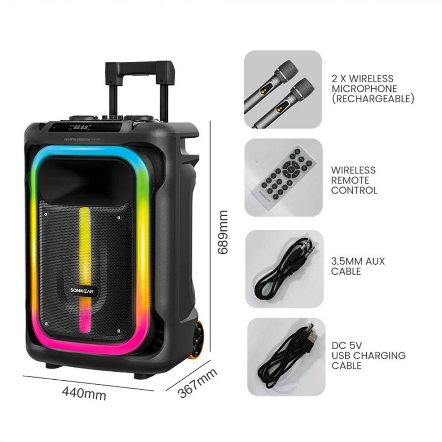 SONICGEAR RGB HDA KARAOKE SPEAKER 240W HYPERBOX 1500 PRO BLACK
