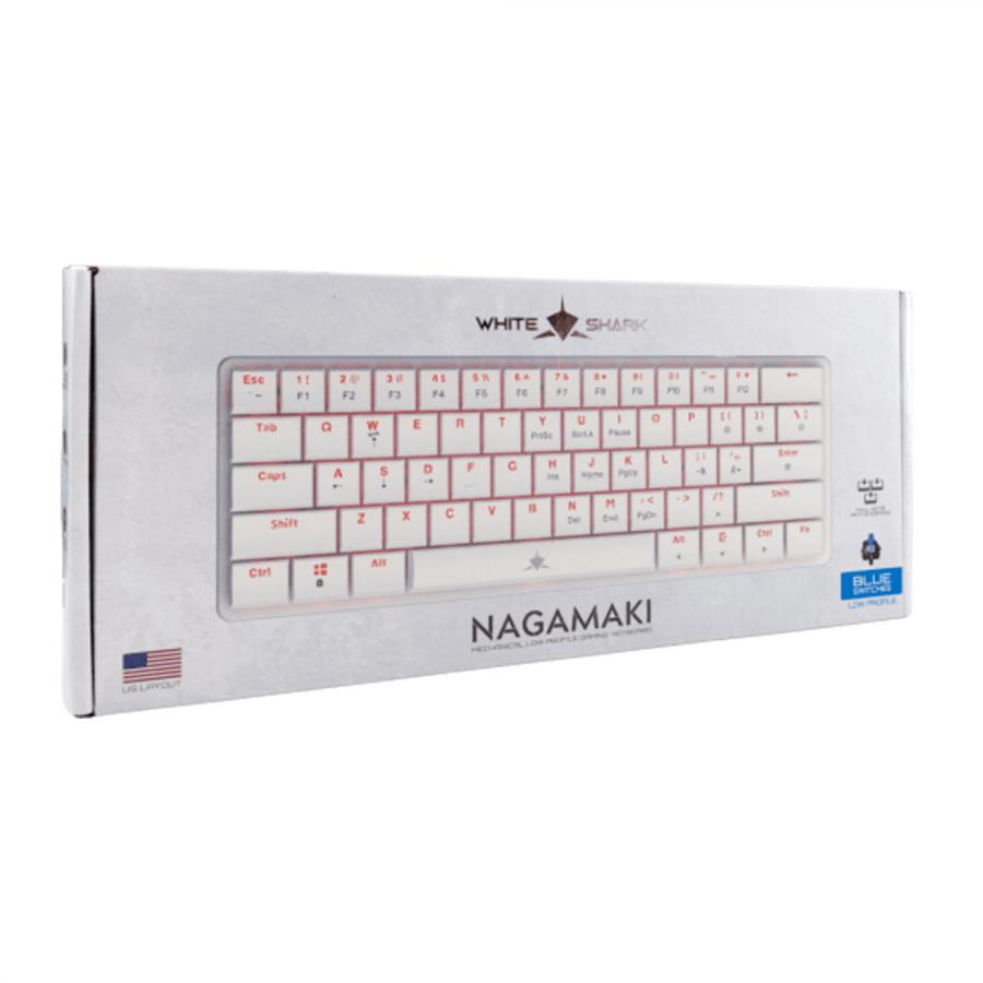 WHITE SHARK MECH KEYBOARD GK-006221 NAGAMAKI WHITE US BLUE SWITCH