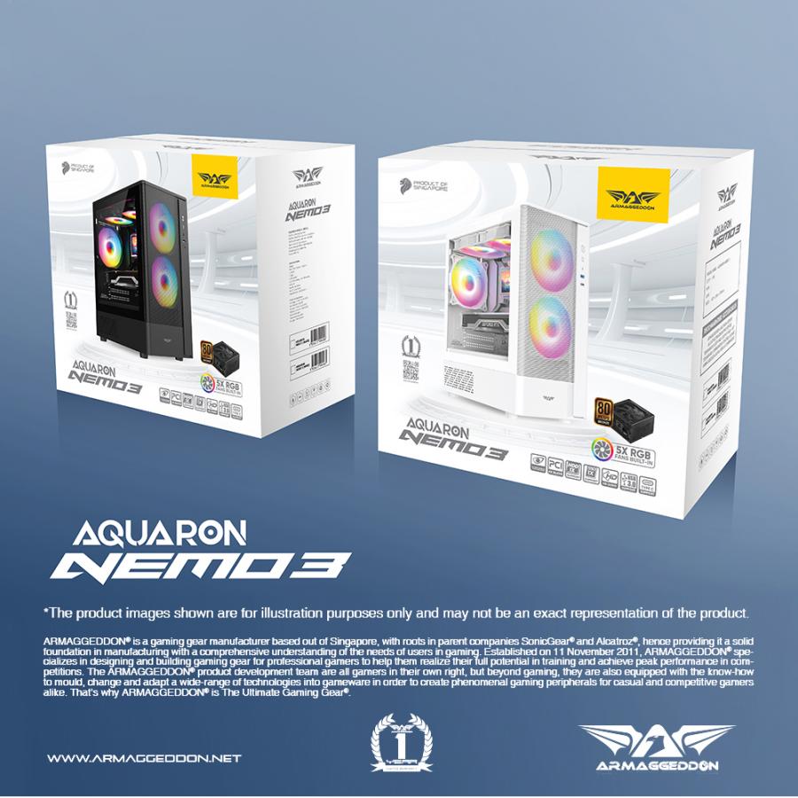 ARMAGGEDDON GAMING PC CASE AQUARON NEMO 3 WHITE